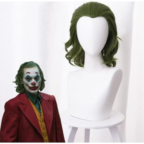 Movie Joker Cosplay Wigs Arthur Fleck Cosplay Wig Heat Resistant Synthetic Wigs Halloween Carnival Men Curly Green Short Wigs