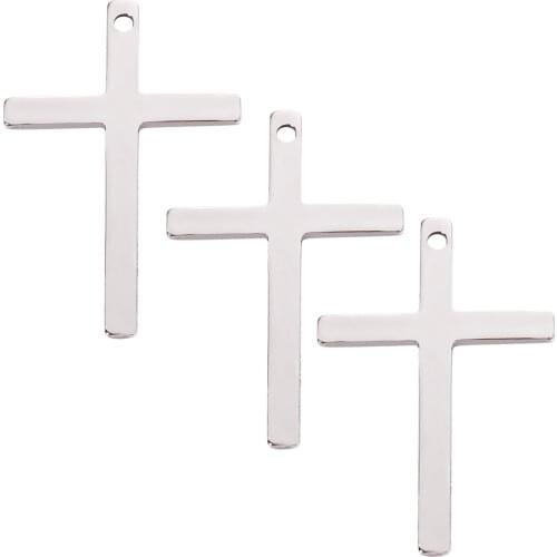 Stainless Steel 16*25mm Cross Charms Jewelry Making DIY Pendant Bracelet Handmade Accessories 50Pcs/lot