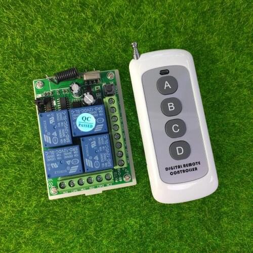 433mhz DC 12V 10A 4 channel RF switch Wireless Remote Control switch Receiver Transmitter Electric door /window/ radio