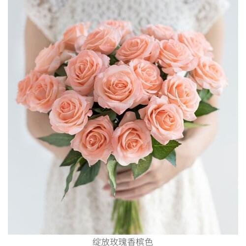 1pc Roses Artificial Flowers Wedding Bouquet Silk Fake Flower Party Home Fall Home Decor Valentines Day Girlfriends Gift