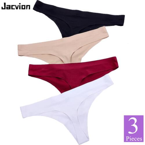 3 Pieces/Set Seamless Womens Thongs Ice Silk Big Size Female G-Strings Lady Sexy Panties Briefs Tanga Women Seamless Underwear
