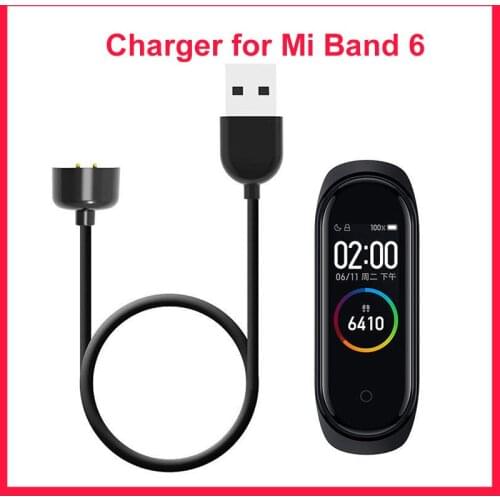 Charger Wire For Xiaomi Mi Band 6 5 Smart Wristband Bracelet For Mi Band 5 Charging Cable Miband 6 5 USB Charger Cable-Black