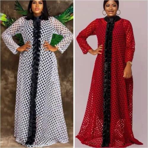 New Style African Dashiki Womens Fashion Abaya Stylish Lace Loose Long Dress Free Size + Inside 2 Piece DA216