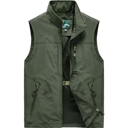 Summer Men Hiking Vests Multi-pocket Photography Fishing Work Waistcoat Outdoor Camping Climbing Trekking Sleeveless Jackets