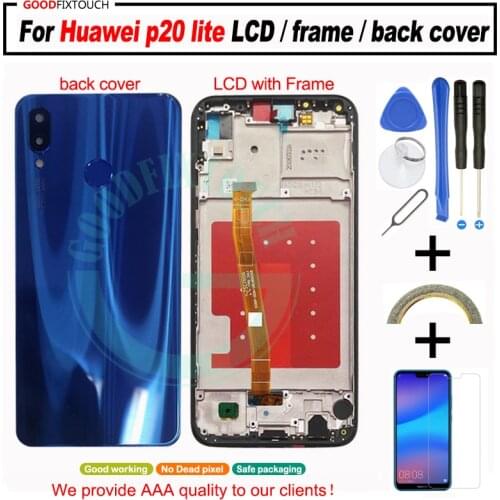 100% Tested OK 5.84" For Huawei P20 lite LCD Screen Display + Touch Panel Digitizer Assembly with frame For Huawei P20lite lcd