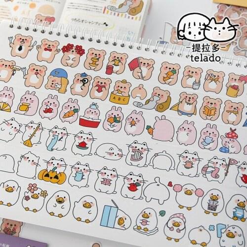 10pcs/1lot Decorative Adhesive tapes Cute cartoon animals Scrapbooking DIY Paper Scrapbooking Stickers 5m