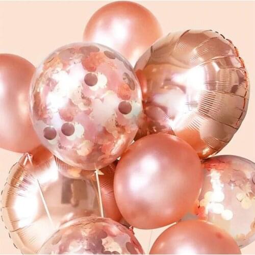 10pcs/Set Rose Gold Balloon Metallic Confetti Glitter Ballons Baby Shower Wedding Blush Birthday Party Decorations Helium Globos