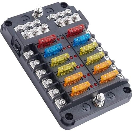 12-Way Marine Block with Waterproof and Dustproof Cover and LED Warning Indicator