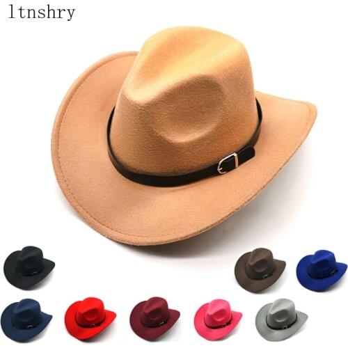 2020 fashion hats Cowboy hat Felt Cap Wide Brim Ladies Trilby Chapeu Feminino Hat Women Men Jazz Church Godfather Sombrero Caps