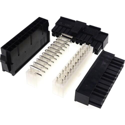 5pcs PC ATX 24 Pin 20+4 Receptacle Plug Housing Male Header Power Supply CPU PSU EPS12V Motherboard Mainboard Connector