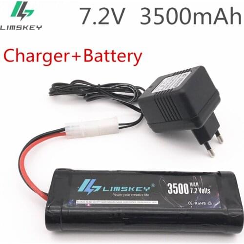 Limskey 7.2V 3500mAh Ni-MH Battery Pack Tamiya Plug With 7.2V Charger High Capacity SC*6 Cells for RC Control Car Toys Battery