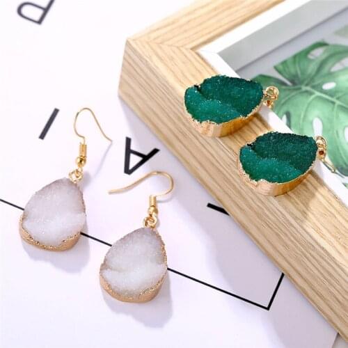 ALIUTOM Bohemian Geometric Natural Stone ZA Drop Earrings for Women Wedding Party Simple Resin Dangle Statement Earrings Jewelry