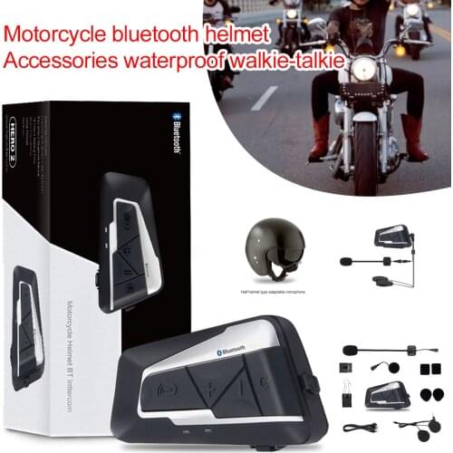 Motorcycle Helmet Intercom 1200m Bluetooth-Compatible Headset 15 Hrs Work 350 Hrs Standby Interphone Wireless Helmet Earphone