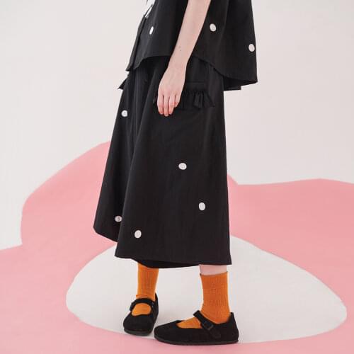 Imakokoni black polka dot pants original design Japanese niche simple baggy pants female 20 Amoi 202908