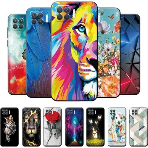 Case For Oppo F17 Pro Case Cover on Oppo Reno 4F Reno 4 Lite Shockproof Silicone Phone Case For Oppo A93 Lion Cute Bumper 6.5