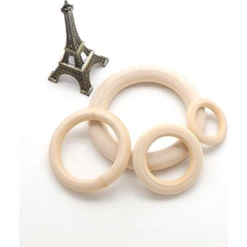 Chenkai 50PCS 5.5cm Natural Wood Unfinished Wood Rings Wooden Teethers For DIY Infant/Baby Necklace Bracelet Accessories