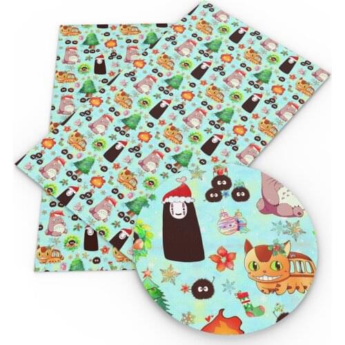 David accessories 20*33cm Cartoon Printed Synthetic Leather Faux Leather Fabric for Bows Crafts DIY Handmade Materials,1Yc13532