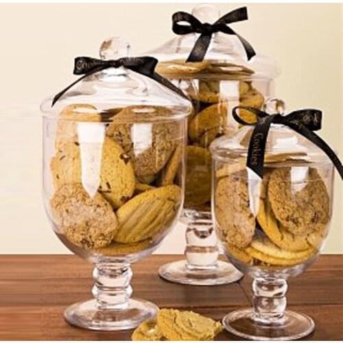 European Transparent Glass Candy Jar Food Dessert Storage Bottles Tank Containers With Covered Party Wedding Decoration