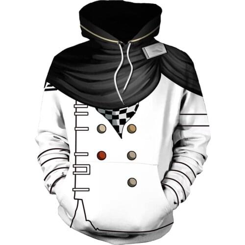 Anime Danganronpa Cosplay Kokichi Oma Hoodie Hood Pullover Jacket Sweatshirt Coat