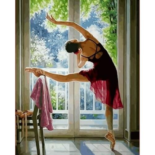 Ballet Girl Frameless DIY Digital Oil Painting By Numbers Canva Modern Wall Art Hand Painted Picture Paint for Adult Home Decor