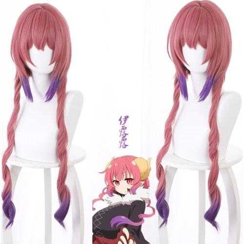 Miss Kobayashis Dragon Maid Iruru Cosplay Wig Heat Resistant Synthetic Gradient Hair Halloween Party Wigs Role Play Prop