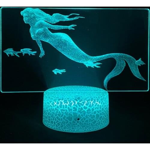 Mermaid Beautiful 3D Night Light Picture Lava Lamp Led USB Battery RGB Neon Gift Bedroom Table Desk Colorful Decoration For Home