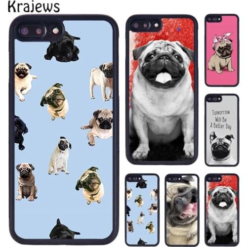 Krajews CUTE PUPPY PUG DOG MOPS Mobile Phone Case For iPhone 5 6S 7 8 Plus 11 12 Pro X XR XS Max Samsung Galaxy S6 S7 S8 S9 S10