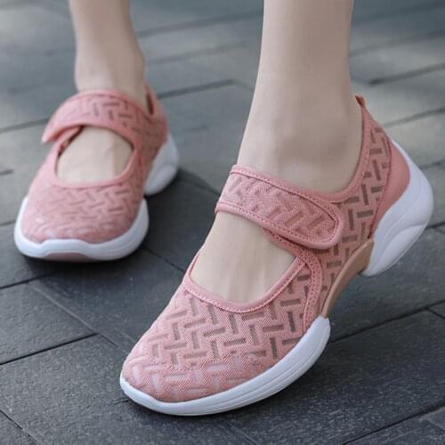 Summer Women Shoes Breathable Mesh Tennis Shoes Outdoor Sport Walking Shoes Woman Brand Sneakers Velcro Lightweight Flat Sneaker