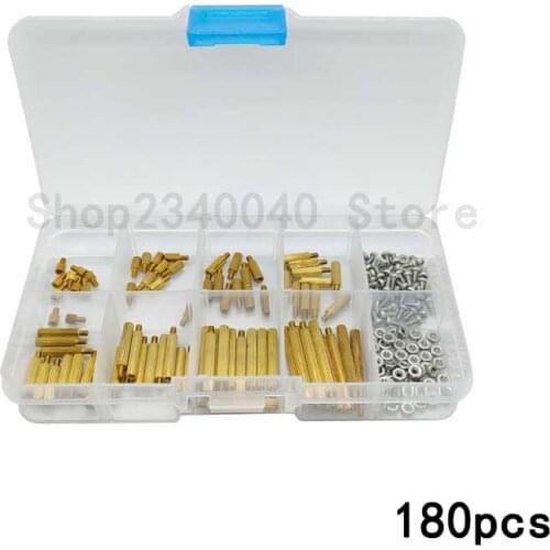 180Pcs/set M2 Brass Spacing Screws Threaded Pillar PCB Computer PC Motherboard Standoff Spacer Board Hex Screws Nut Kit