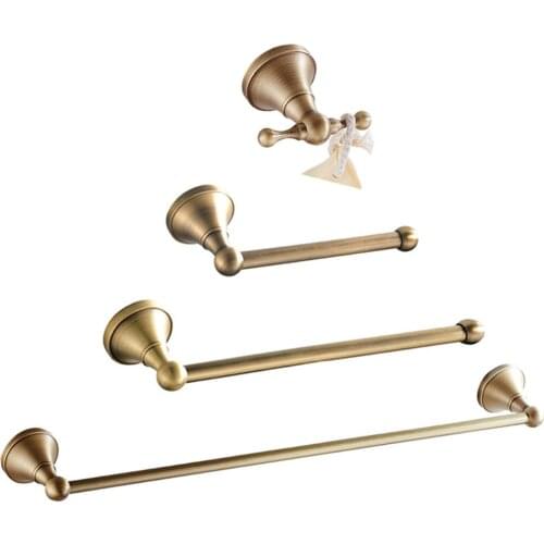 Leyden Antique Brass Series 4 Piece Bathroom Hardware Set Includes Towel Bar,Short Towel Ring,Toilet Paper Holder,Towel Hook