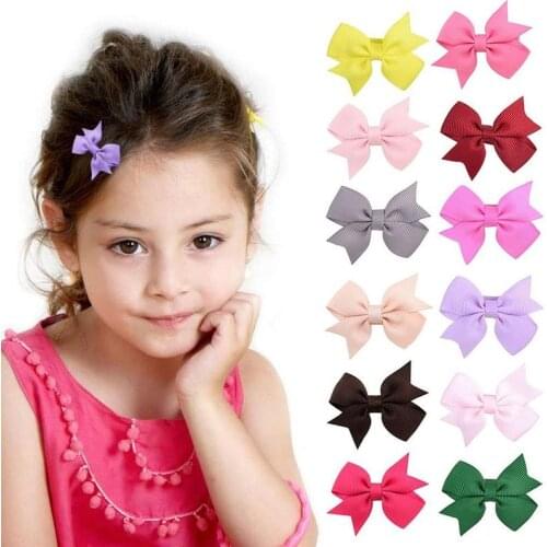 Ribbon Bow Hairpin Grosgrain Ribbon Bows Clips Barrettes For Kids Girl Hair Accessories Headware Color Ribbon Bow Hairpin