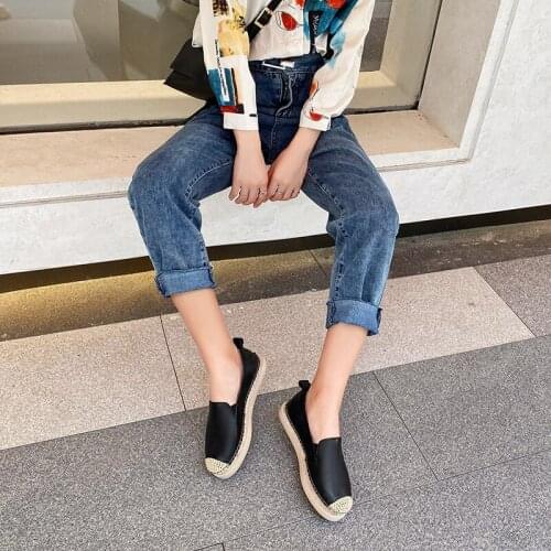 MKKHOU Fashion Casual Fisherman Shoes Women 2021 New Spring Genuine Leather Round Toe Comfortable Flat Womens Shoes Loafers