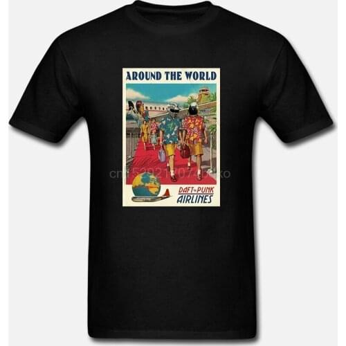 Men tshirt Short sleeve Around the world Daft Punk T Shirt tee tops Women t-shirt