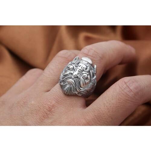 925 STERLING SILVER Zhong Kui punk biker men mens rings Ring jewelry A531