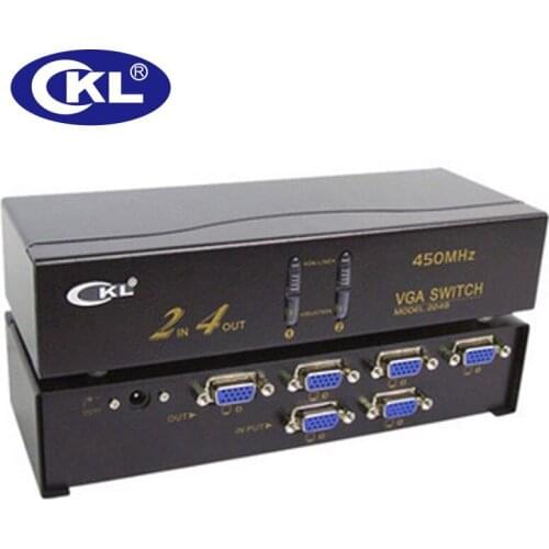 CKL VGA Switch 2 in 4 out Support 2048*1536 450MHz for PC Monitor Big Screen Projection Transmission up to 60 Meters CKL-224B