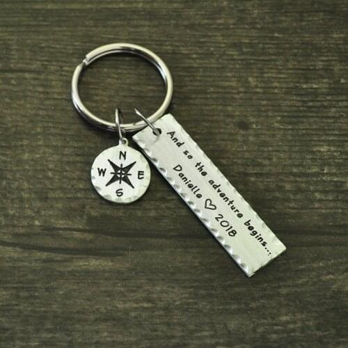 Graduation Gift,High School Graduation Gift,Graduates Keychain,Compass Graduation,Personalized Compass Keychain