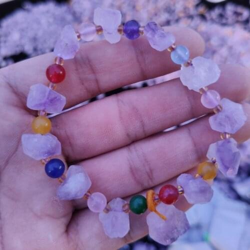 Nature Amethysts Raw Rock Crystal Bracelet Women Bracelets Girls Gift Rough Stone Charms Bracelet New Model Jewelry