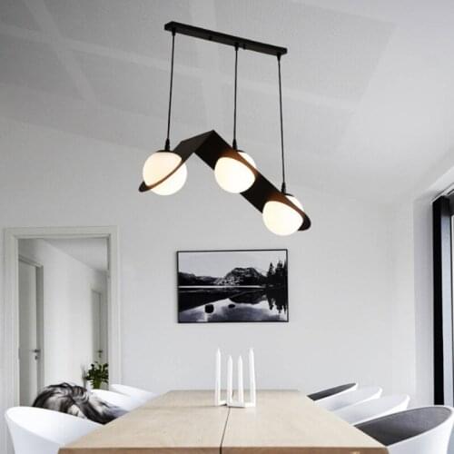 Nordic personality iron pendant lamp Black glass Hanging lamp LED E27 for living room decor bedroom AC85-265v Lustre Lighting