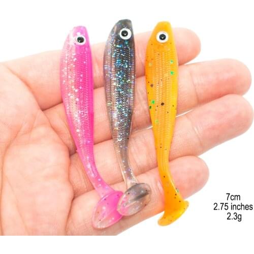 Softjerk Soft Baits Fishing Lures 7cm 2.3g 6pcs Rubber Bait Perch Zander Spin Minnow Shad Swimbait Paddle Tail