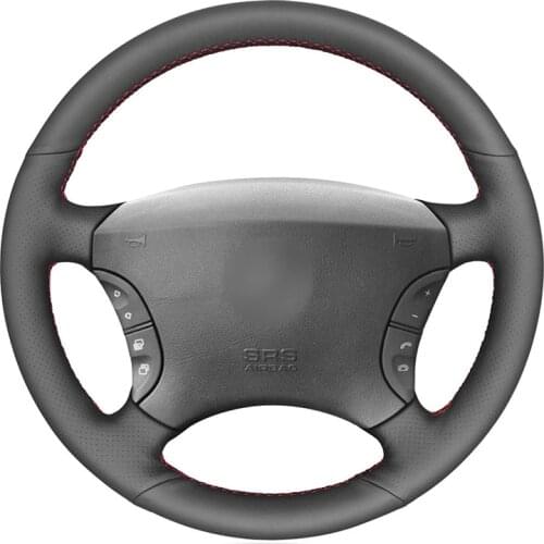 Hand-stitched Black PU Faux Leather Car Steering Wheel Cover for Mercedes-Benz S-Class W220 S500 S600 S430 S350 2004-2006