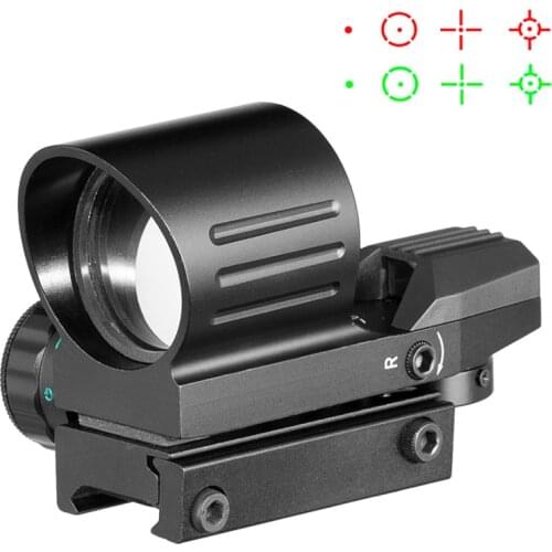 Tactical 4 Reticle Mode 1X Red/Green Dot Sight Hunting Rifle Reflex Dot Sight Brightness Adjustable Aluminum Casing