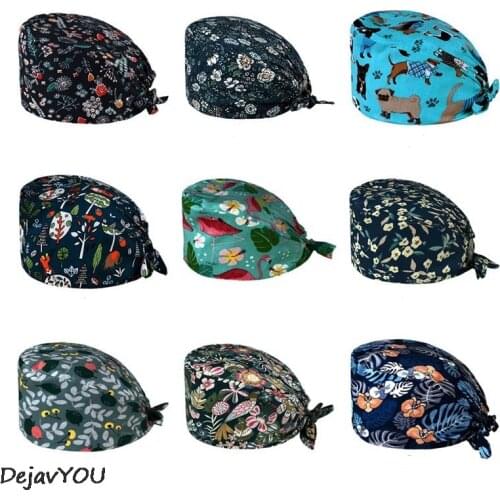 Warm And Comfortable Cotton Surgical Cap Men And Women Doctor And Nurse Cap Printing Cap Pullover Cap