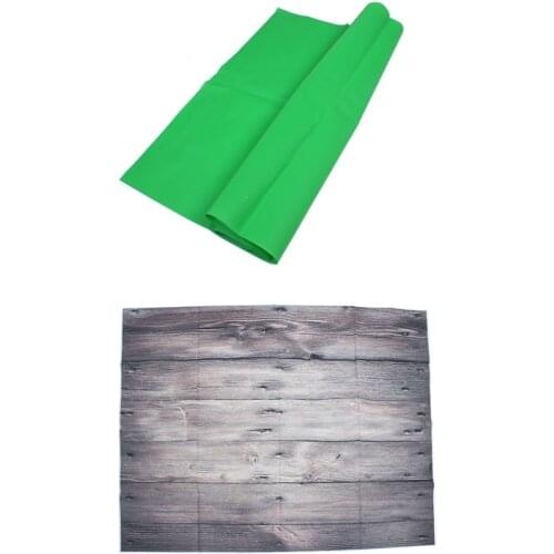 2PCS 3X5FT Vinyl Wood Wall Floor Backdrop Photography Background Photo Studio Props, Splicing Wood & Green