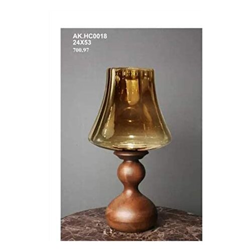 Vitale Knotted Wooden Gold Glass Candle Holder Hc0018-58x30x64 cm