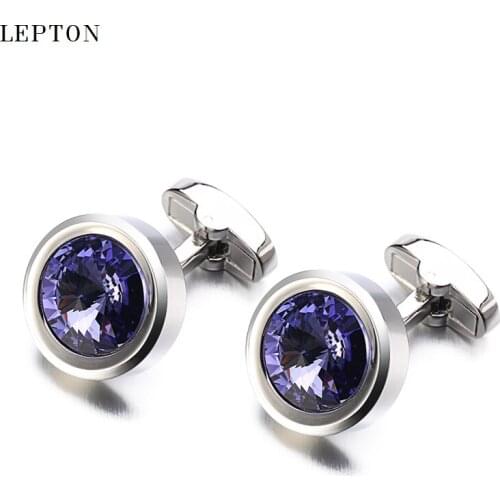 High Quality Dark Blue Crystal Cufflinks Luxury Lawyer Groom Wedding Cufflinks For Mens Shirt Cuff Links Gemelos Christmas Gift