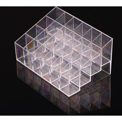 High Quality Generic 24 Stand Trapezoid Clear Lipstick Lotion Makeup Cosmetic Holder Case Storage Display Stand