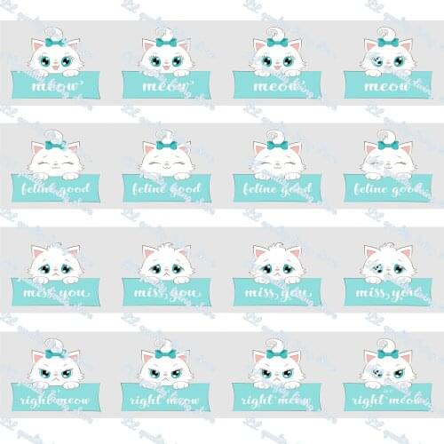 WL 1‘‘Cute Cartoon Cat Printing Grosgrain Ribbon Gift Wrap Bowknot Party Decoration Craft Supplies Wholesale Dog Animal Collar