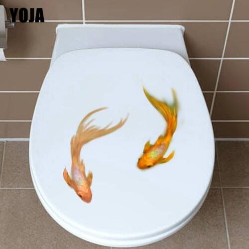 YOJA 20*21.8CM Two Coloured Goldfish Wall Sticker Toilet Decal Living Room Home DecorT3-0866
