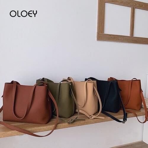 Simple Fashion Large Capacity Shoulder Bags For Women Casual Soild Color Messenger Bags Ladies Pu Leather Crossbody Bag Tote Bag