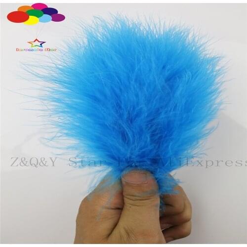 10-15CM (4-6 inches) natural 100PCS turkey hair dyed lake blue full velvet craft decoration DIY jewelry show costume feather